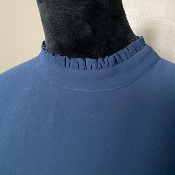 ModCloth NWT Navy Blue Mock Neck Key Hole Back chiffon Mini Dress Size 8 preppy - Picture 6 of 16